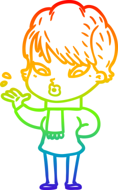 gökkuşağı gradyan çizimi bir insan tarafından çizilmiş bir karikatür kadın