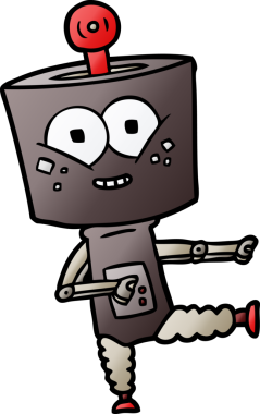 Bir insan tarafından çizilmiş mutlu robot çizimi