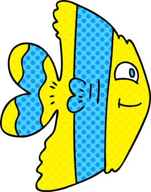 Bir insan tarafından çizilmiş tuhaf çizgi film balığı.