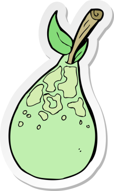 Bir insan tarafından çizilmiş karikatür armudu çıkartması.