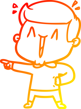 Bir insan tarafından çizilmiş, heyecanlı bir çizgi film çizimi.