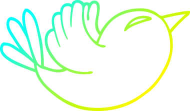 Bir insan tarafından çizilen mavi kuşun soğuk gradyan çizgisi.