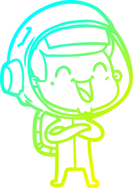 Bir insan tarafından çizilmiş mutlu bir astronotun soğuk gradyan çizimi.