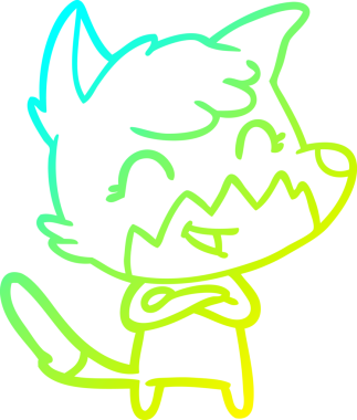 Bir insan tarafından çizilmiş mutlu bir tilkinin soğuk çizgi çizimi.