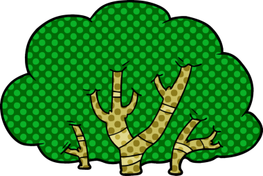 bir insan tarafından çizilmiş karikatür ağaçları