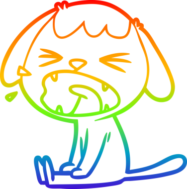 Gökkuşağı gradyan çizgisi bir insan tarafından çizilmiş şirin bir çizgi köpek havlaması.