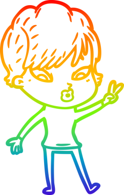 gökkuşağı gradyan çizimi bir insan tarafından çizilmiş bir karikatür kadın