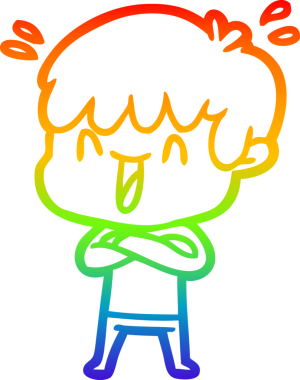 Gökkuşağının gradyan çizimi bir insan tarafından çizilmiş bir çizgi film karakteri.