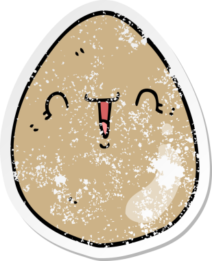 Bir insan tarafından çizilmiş karikatür yumurtasının sıkıntılı etiketi.