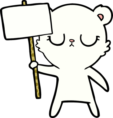 Bir insan tarafından çizilmiş protesto tabelalı kutup ayısı.