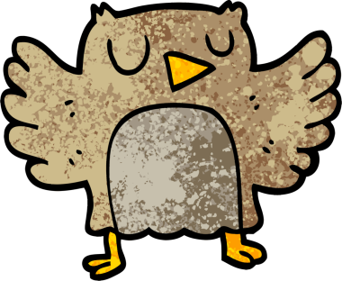 Bir insan tarafından çizilmiş grunge desenli çizim baykuşu.