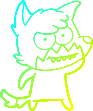 Bir insan tarafından çizilmiş sırıtan bir tilkinin soğuk çizgi çizimi