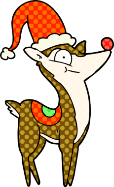 Bir insan tarafından çizilmiş karikatür Noel geyiği.