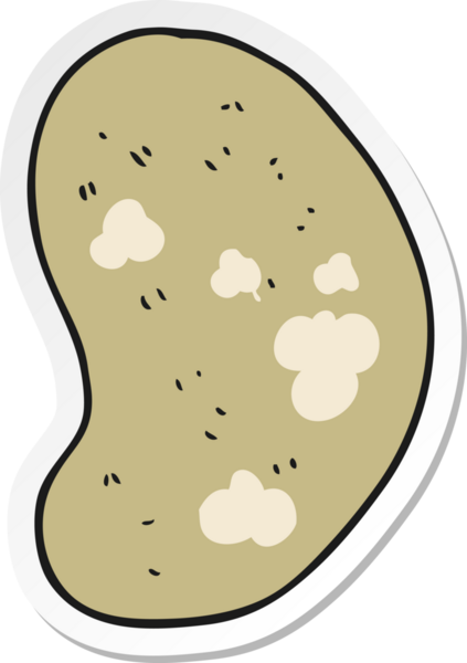 Bir insan tarafından çizilmiş patates karikatürü çıkartması.