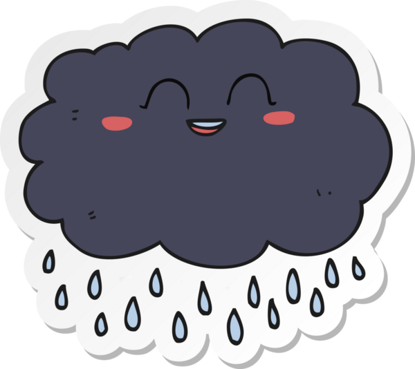 Bir insan tarafından çizilmiş karikatür yağmur bulutu etiketi.
