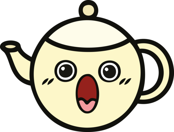 Bir insan tarafından çizilmiş çay demliği karikatürü.