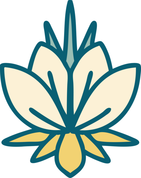 Bir insan tarafından çizilmiş bir nilüfer çiçeğinin ikonik dövme şekli