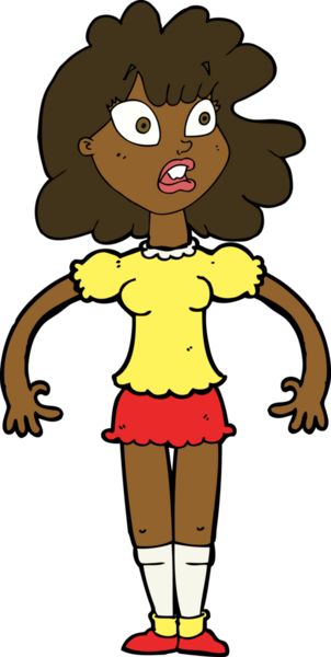 Bir insan tarafından çizilmiş, şok olmuş yüzü olan güzel bir kız.