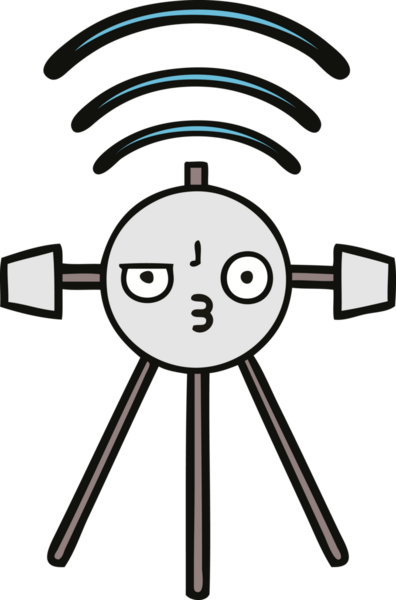 Bir insan tarafından çizilmiş sevimli bir uydu karikatürü.