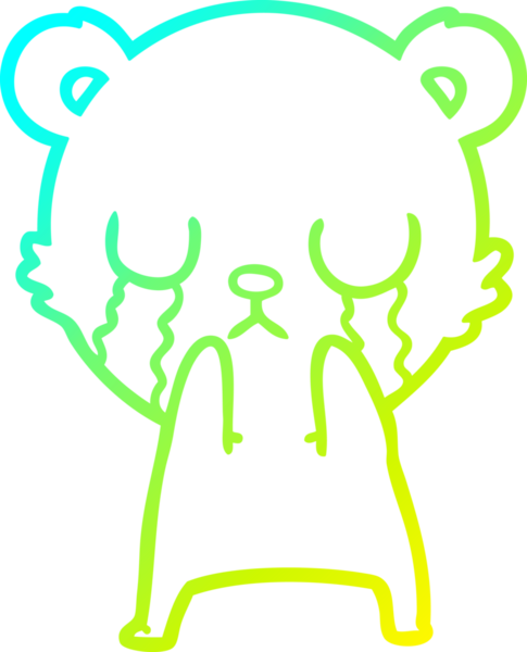 Bir insan tarafından çizilmiş ağlayan kutup ayısı karikatürü.