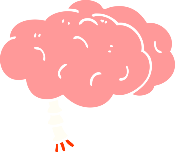 Bir insan tarafından çizilmiş düz renk çizim çizgi film beyni