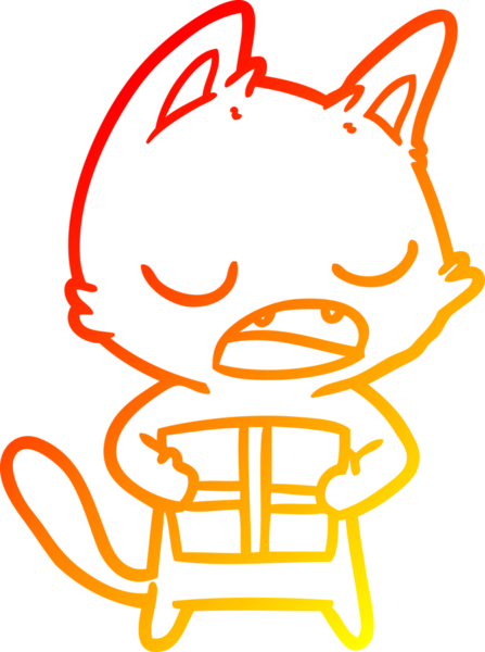 Bir insan tarafından çizilen konuşan kedi çizgi filminin sıcak gradyan çizimi