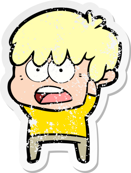 Bir insan tarafından çizilmiş endişeli bir çizgi film çocuğunun sıkıntılı çıkartması.