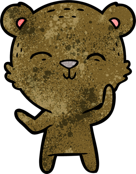 Bir insan tarafından çizilmiş mutlu çizgi film ayısı.