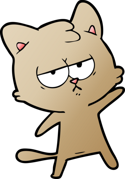 Bir insan tarafından çizilmiş sıkıcı çizgi film kedisi.