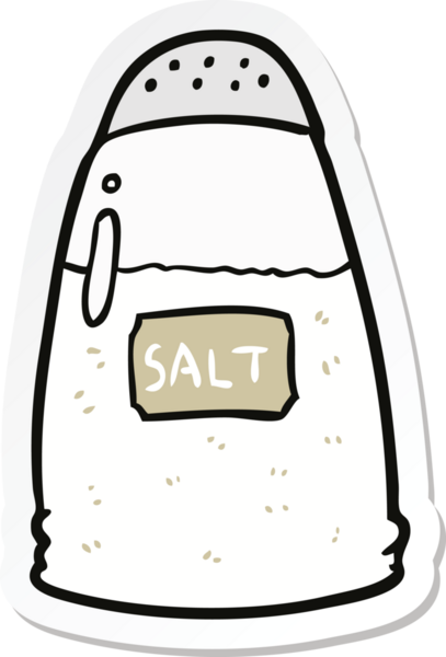 Bir insan tarafından çizilmiş bir karikatür tuzunun etiketi.