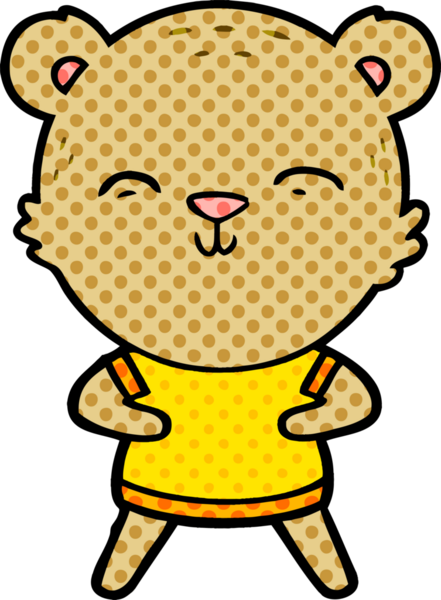 Bir insan tarafından çizilmiş mutlu çizgi film ayısı.