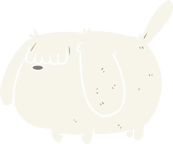 Bir insan tarafından çizilmiş komik düz renkli çizgi film köpeği.