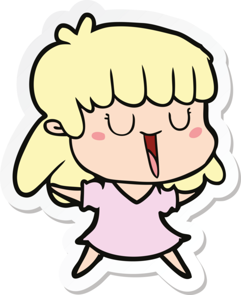 Bir insan tarafından çizilmiş bir karikatür kadının çıkartması.