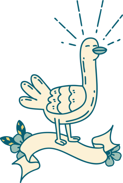 Bir insan tarafından çizilmiş dövme stili deniz kuşu dövmeli parşömen.