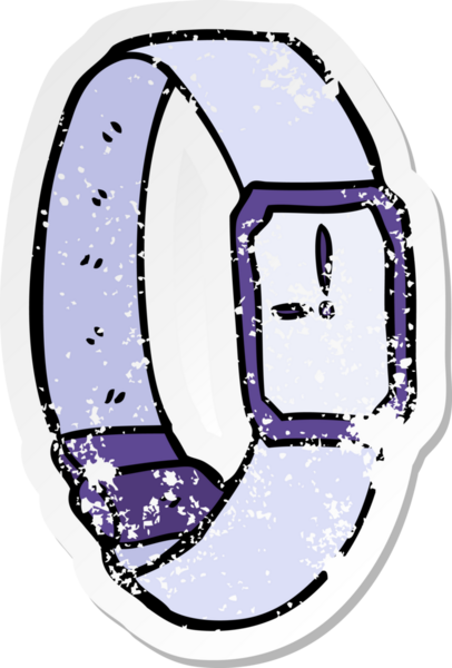 Bir insan tarafından çizilmiş çizgi film kol saati etiketi.