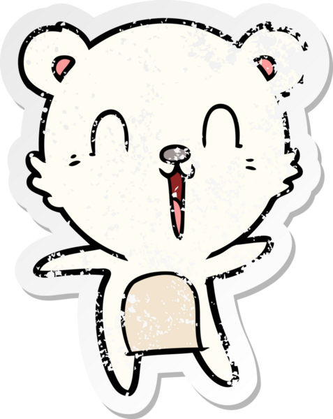 Bir insan tarafından çizilmiş mutlu bir kutup ayısının sıkıntılı çıkartması.