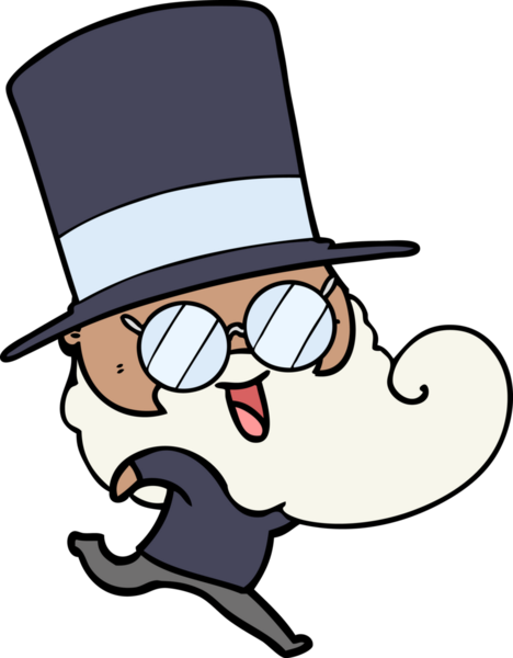 Bir insan tarafından çizilmiş mutlu sakallı adam.