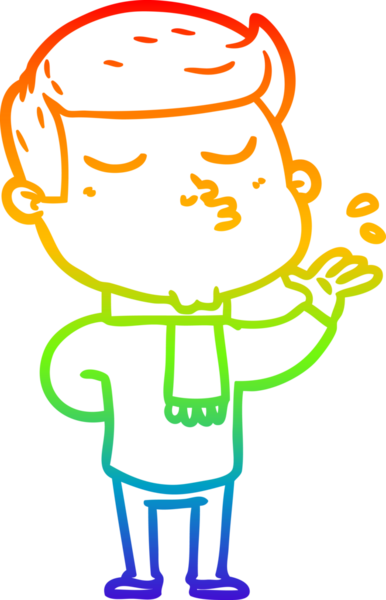 Gökkuşağı gradyan çizgi çizimi Bir insan tarafından çizilen çizgi film modeli adam