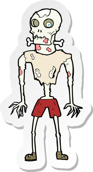 Bir insan tarafından çizilmiş zombi çizgi filminin çıkartması.