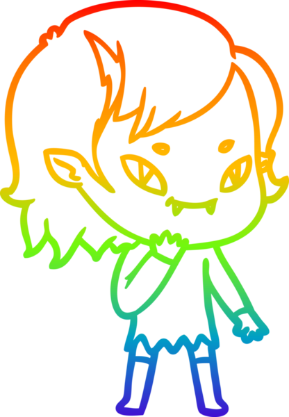 Gökkuşağı gradyan çizgi çizimi Bir insan tarafından çizilmiş düşünülen çizgi roman dostu vampir kız