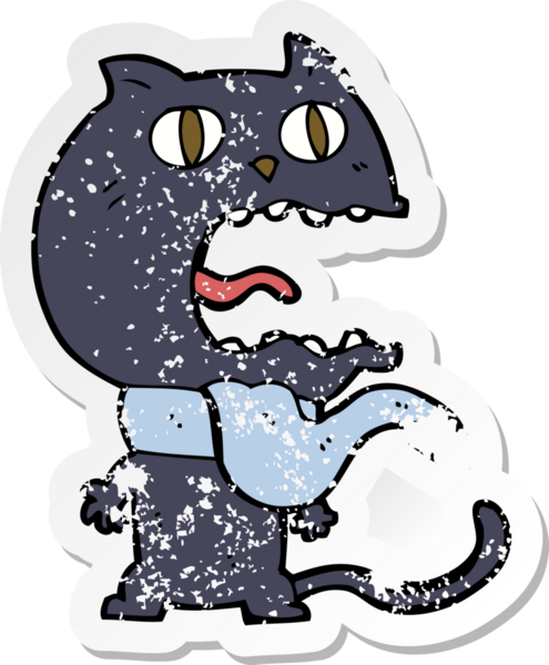 Bir insan tarafından çizilmiş korkmuş bir kedinin gerilimli çıkartması.