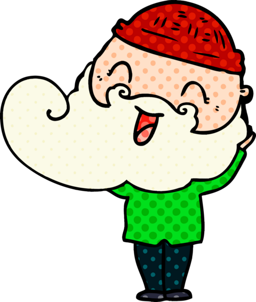 Bir insan tarafından çizilmiş mutlu sakallı adam.