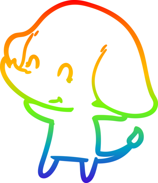 Gökkuşağı gradyan çizgisi bir insan tarafından çizilmiş şirin bir fil çizimi