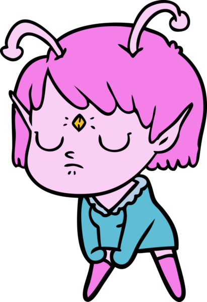 Bir insan tarafından çizilmiş uzaylı kız.