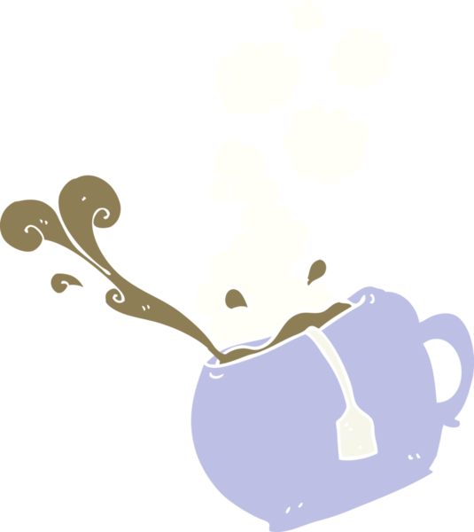 Bir insan tarafından çizilmiş çay fincanının düz renk çizimi