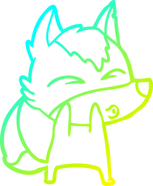 Bir insan tarafından çizilmiş bir kurt çizgi filminin soğuk gradyan çizimi