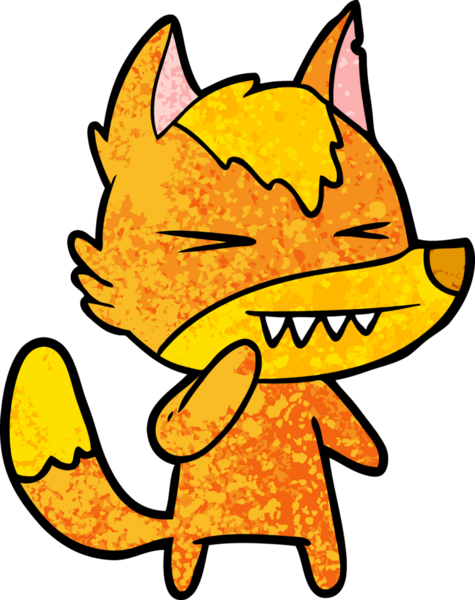 Bir insan tarafından çizilmiş tilki çizgi film karakteri