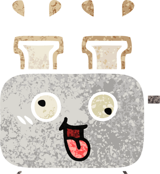 Bir insan tarafından çizilmiş bir tost makinesinin retro çizim stili karikatürü