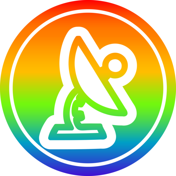 uydu çanağı dairesel simgesi gökkuşağı gradyan bir insan tarafından çizilmiş