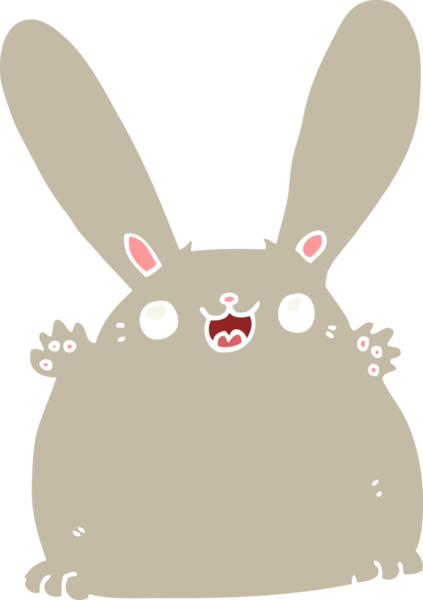 Bir insan tarafından çizilmiş düz renkli çizgi film tavşanı